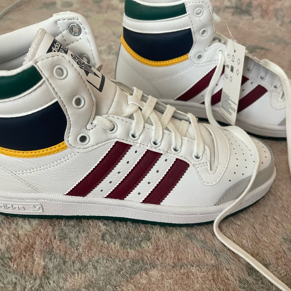 NWT Adidas Top Ten High Top White/maroon/green/navy/yellow